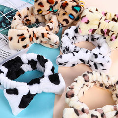 Spa Headband Leopard Print Elastic Hair Band for Girls Women