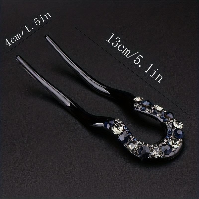 Rhinestone Insert Hairpin U-shaped Hairpin Women's Side Clip Updo Headwear
