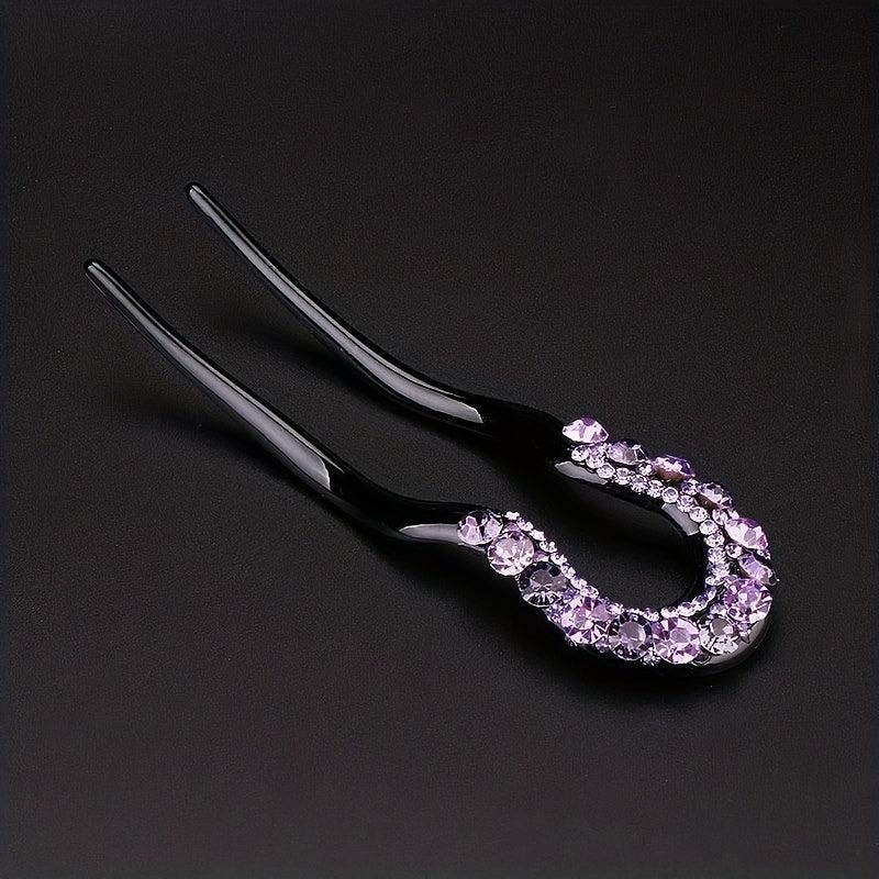 Rhinestone Insert Hairpin U-shaped Hairpin Women's Side Clip Updo Headwear