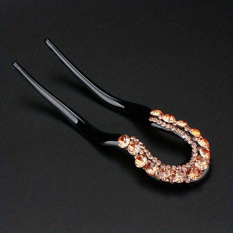 Rhinestone Insert Hairpin U-shaped Hairpin Women's Side Clip Updo Headwear