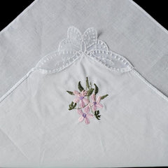3PCS 60S Embroidered Handkerchief Lace Butterfly Wedding Hankies