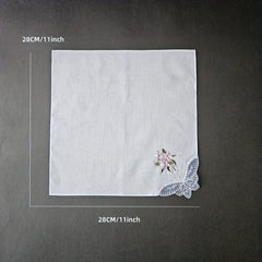 3PCS 60S Embroidered Handkerchief Lace Butterfly Wedding Hankies