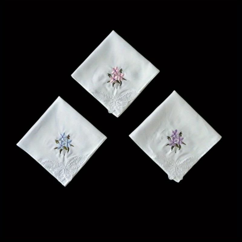 3PCS 60S Embroidered Handkerchief Lace Butterfly Wedding Hankies