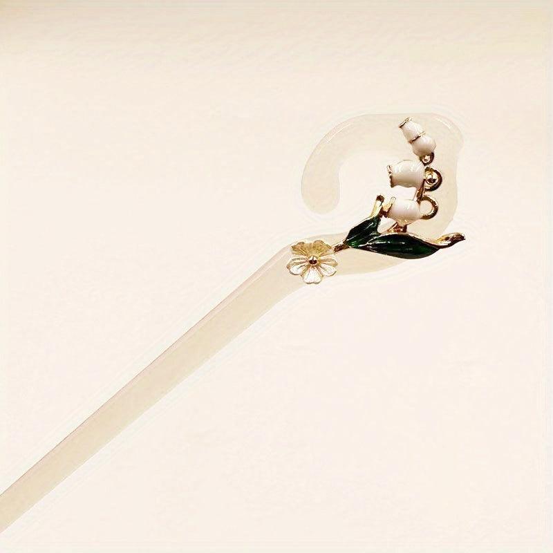 Chinese Style Hairpin Flower Jade Chignon Vintage Hair Accessories