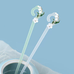 Chinese Style Hairpin Flower Jade Chignon Vintage Hair Accessories