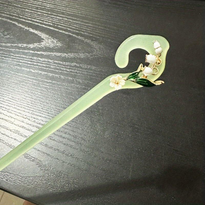 Chinese Style Hairpin Flower Jade Chignon Vintage Hair Accessories