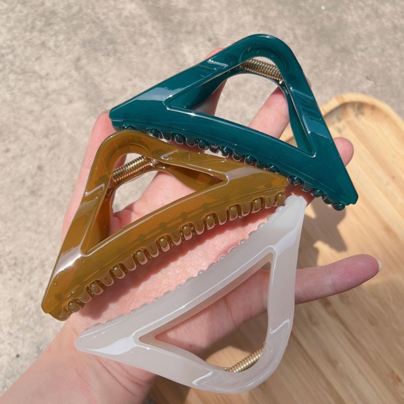 6 Pcs Glossy Triangle Hollow Hair Claw for Women