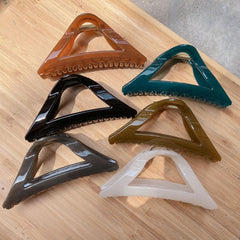 6 Pcs Glossy Triangle Hollow Hair Claw for Women