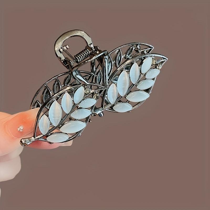 Opal Hair Claw Headwear for Women Leaf Shape Hair Clip