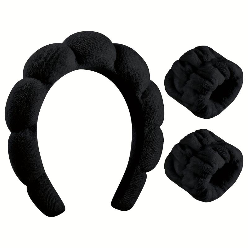4pc Plush Hair Accessories Set Fuzzy Bow Knot Headband Leopard Pattern Waistband