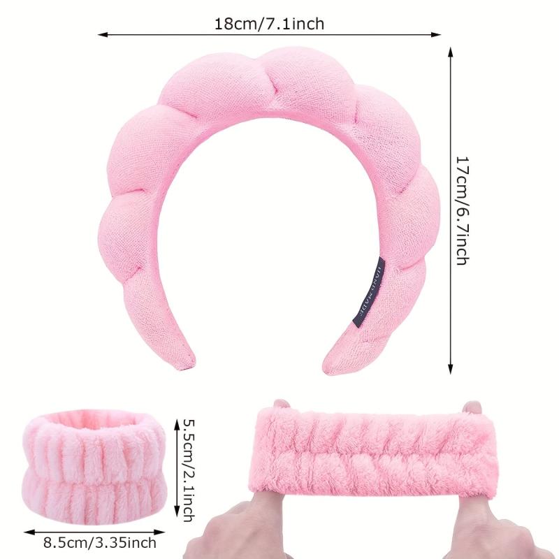4pc Plush Hair Accessories Set Fuzzy Bow Knot Headband Leopard Pattern Waistband