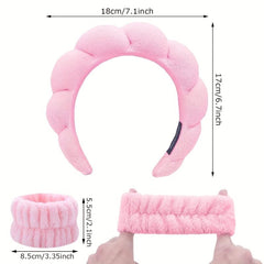 4pc Plush Hair Accessories Set Fuzzy Bow Knot Headband Leopard Pattern Waistband