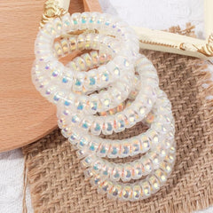 6pcs Clear Spiral Hair Ties No Crease Hair Bands