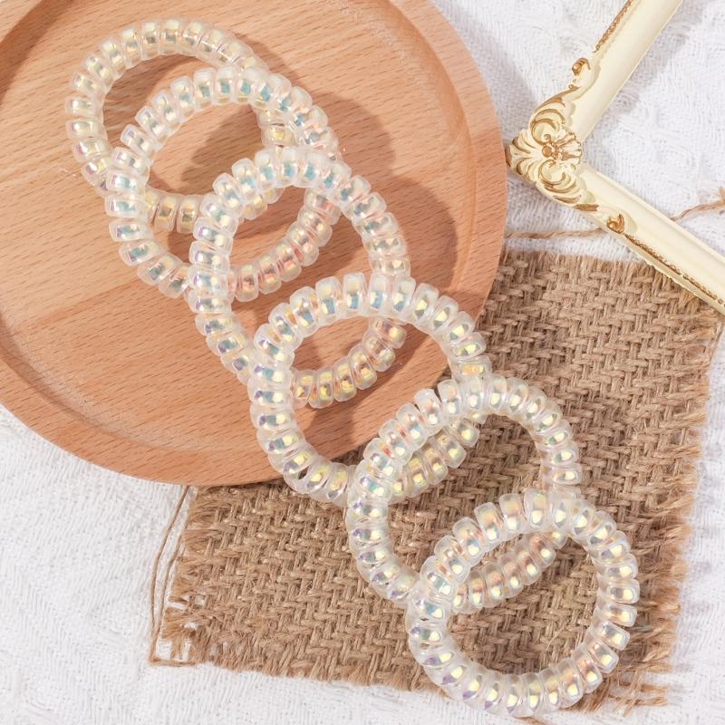 6pcs Clear Spiral Hair Ties No Crease Hair Bands