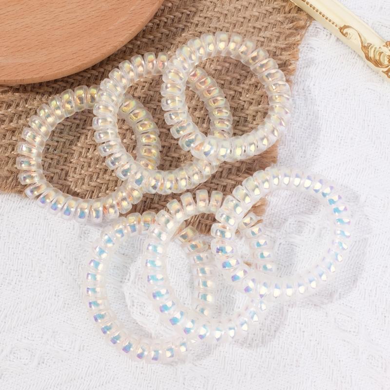 6pcs Clear Spiral Hair Ties No Crease Hair Bands