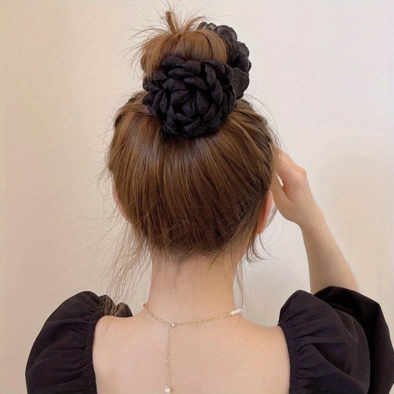 Flower Mesh Hair Claw Ponytail Clip Sweet Retro Hair Claw for Women