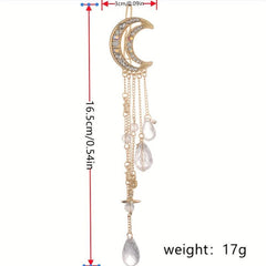 Moon Shape Rhinestone Crystal Pendant Hair Clip Retro Hair Accessories
