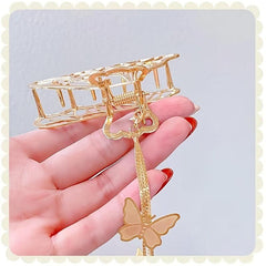 Metal Butterfly Tassel Hair Claw Clip Non Slip Strong Hold Grip Hair Jaw Clip