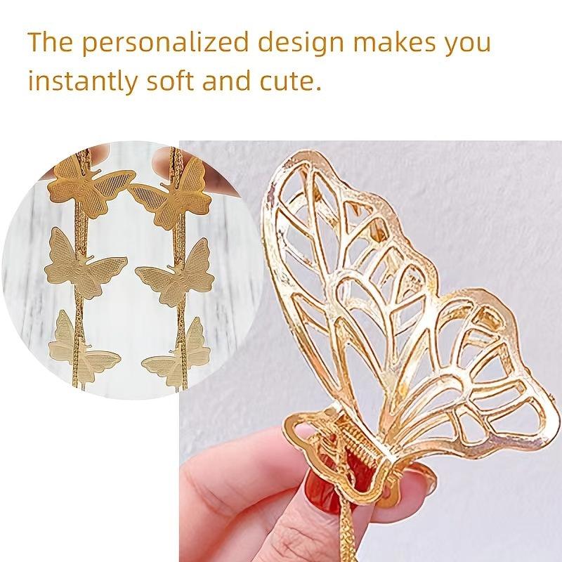 Metal Butterfly Tassel Hair Claw Clip Non Slip Strong Hold Grip Hair Jaw Clip