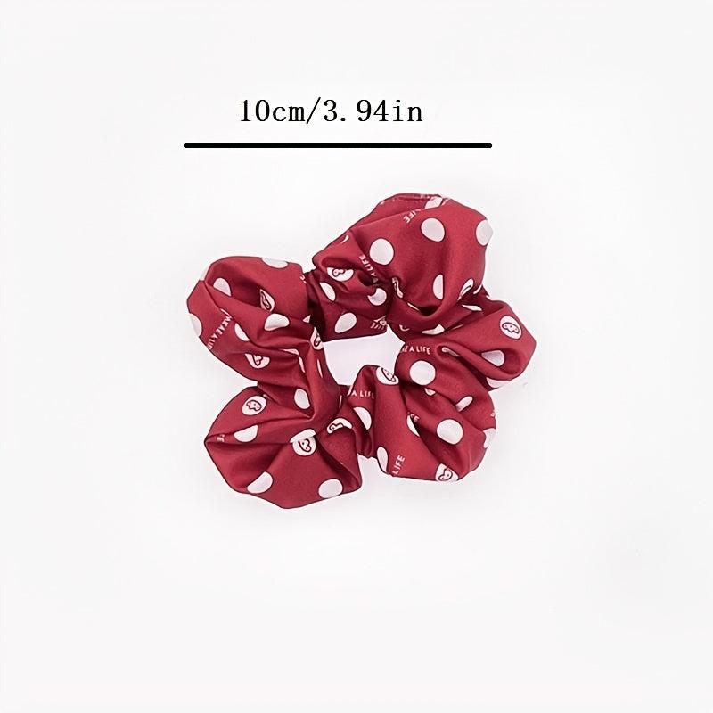 6pcs Floral Chiffon Hair Scrunchies Ties Colorful Elastic Polka Dot & Striped