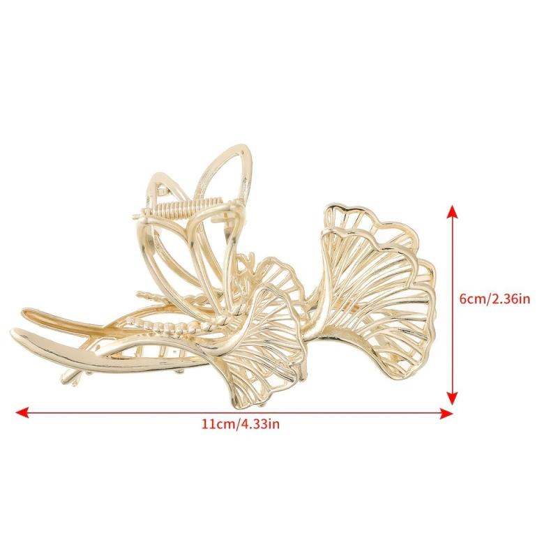 Golden Hair Claw Clip Ginkgo Leaf Strong Hold Grip Hair Jaw Clip