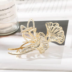 Golden Hair Claw Clip Ginkgo Leaf Strong Hold Grip Hair Jaw Clip