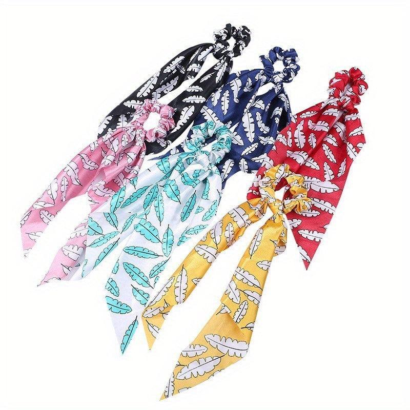 6pcs Flower Pattern Scrunchie Hair Tie Ponytail Hair Accessories