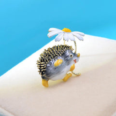 Hedgehog Daisy Brooch Pin Corsage Scarf Clip