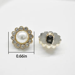 10pcs 1 Golden Rhinestone Pearl Button Women's Accessories
