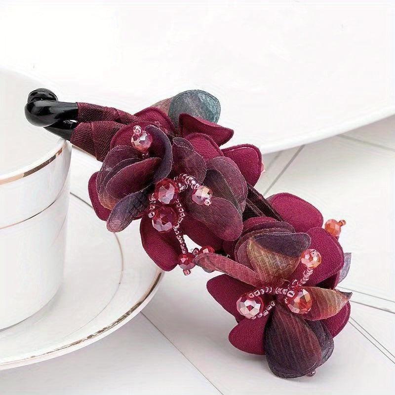 Boho Flower Hair Claw Clip Resin Banana Clip Strong Hold Ponytail Holder