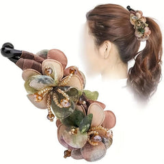 Boho Flower Hair Claw Clip Resin Banana Clip Strong Hold Ponytail Holder