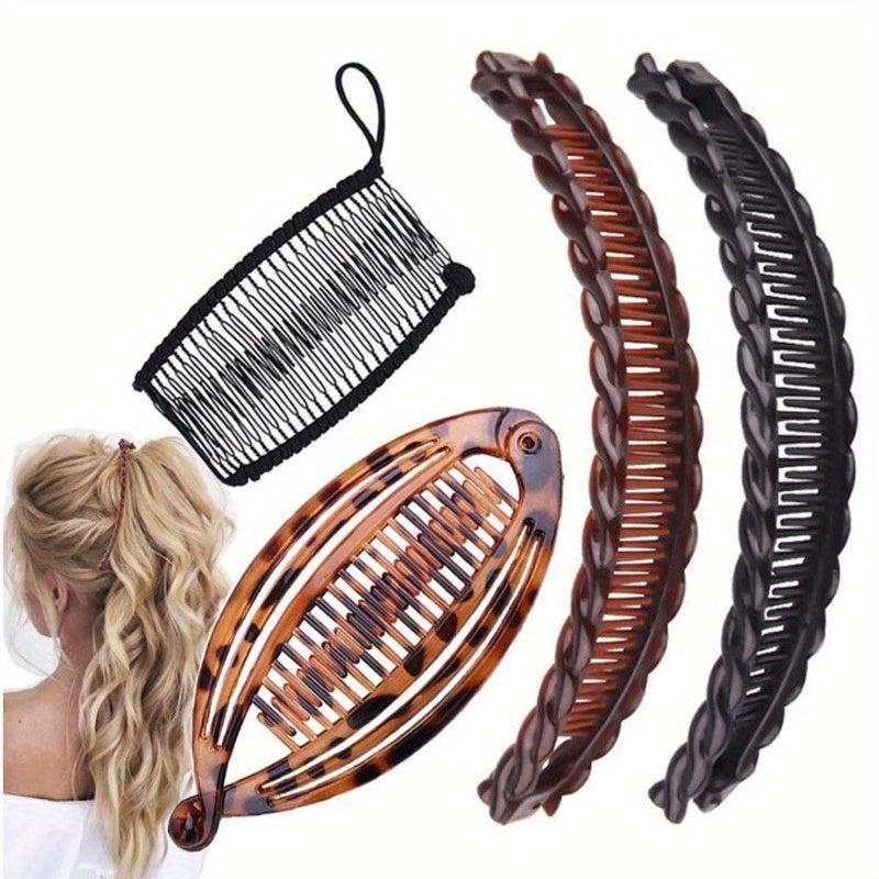 Leopard Pattern Hair Comb Ponytail Holder Hair Claw