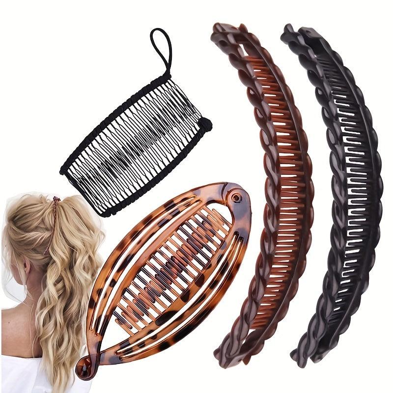 Leopard Pattern Hair Comb Ponytail Holder Hair Claw