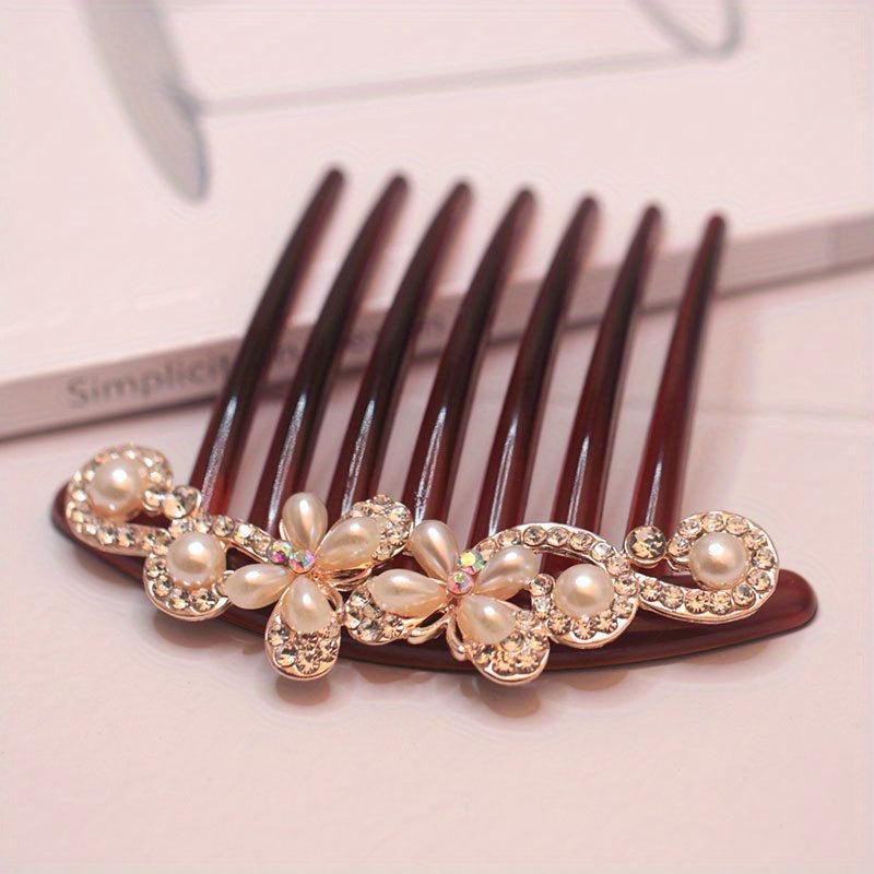 Vintage Faux Pearl Hair Comb Rhinestone Hair Comb Women's Classic Headwear