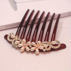 Vintage Faux Pearl Hair Comb Rhinestone Hair Comb Women's Classic Headwear
