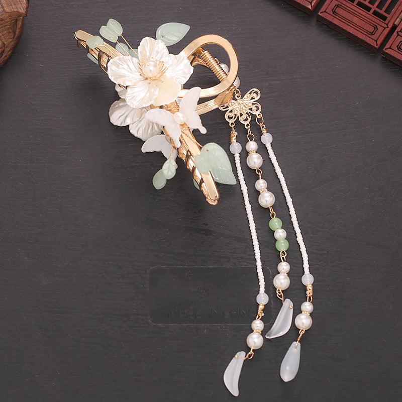 Chinese Style Floral Hair Claw Ponytail Holder