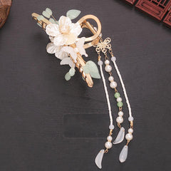 Chinese Style Floral Hair Claw Ponytail Holder