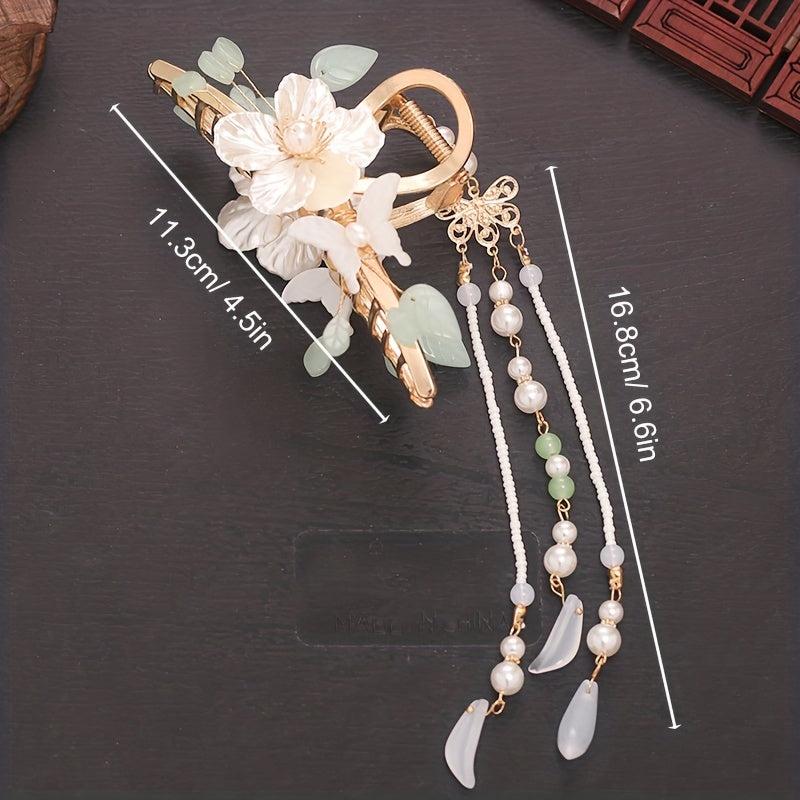 Chinese Style Floral Hair Claw Ponytail Holder