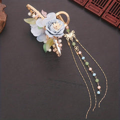 Chinese Style Floral Hair Claw Ponytail Holder