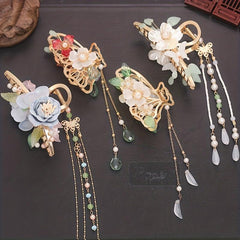 Chinese Style Floral Hair Claw Ponytail Holder
