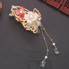 Chinese Style Floral Hair Claw Ponytail Holder