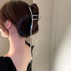 Vintage Hair Claw Clip With Tassel Nonslip Rhinestone Hair Clip