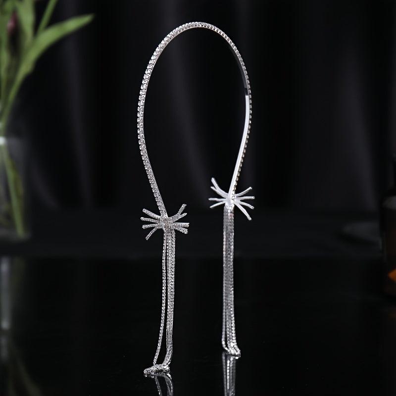 Rhinestone Tassel Headband with Long Tassel for Women