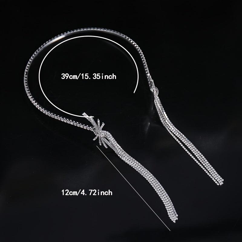 Rhinestone Tassel Headband with Long Tassel for Women