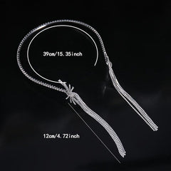 Rhinestone Tassel Headband with Long Tassel for Women