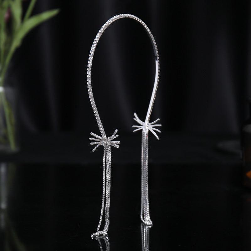 Rhinestone Tassel Headband with Long Tassel for Women