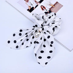 Boho Style Pearl Decor Hair Scarf Scrunchie