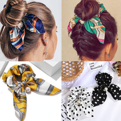 Boho Style Pearl Decor Hair Scarf Scrunchie
