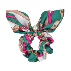 Boho Style Pearl Decor Hair Scarf Scrunchie
