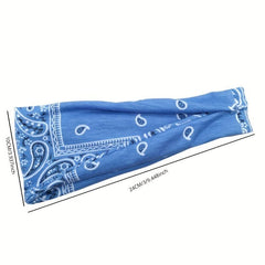 Boho Print Headband Elastic Hair Wrap Non Slip Sweat Band Yoga Running